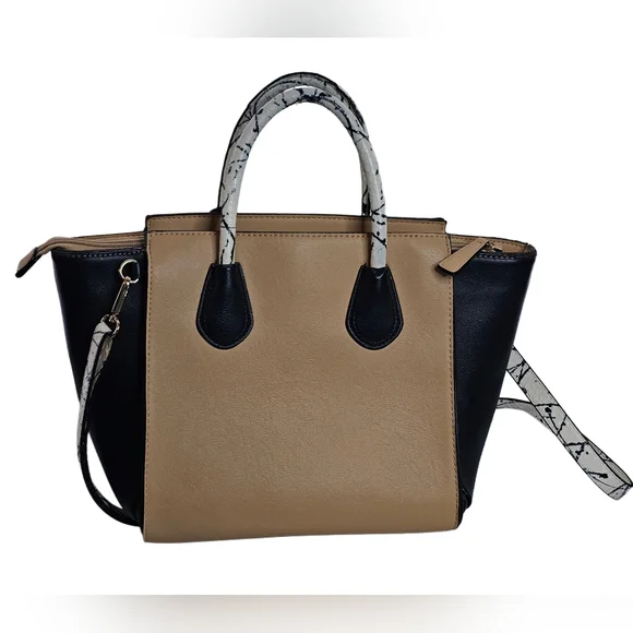 Neiman Marcus Faux Leather Tote Shoulder Bag Double Handle Shoulder Strap Tassel - Picture 4 of 13